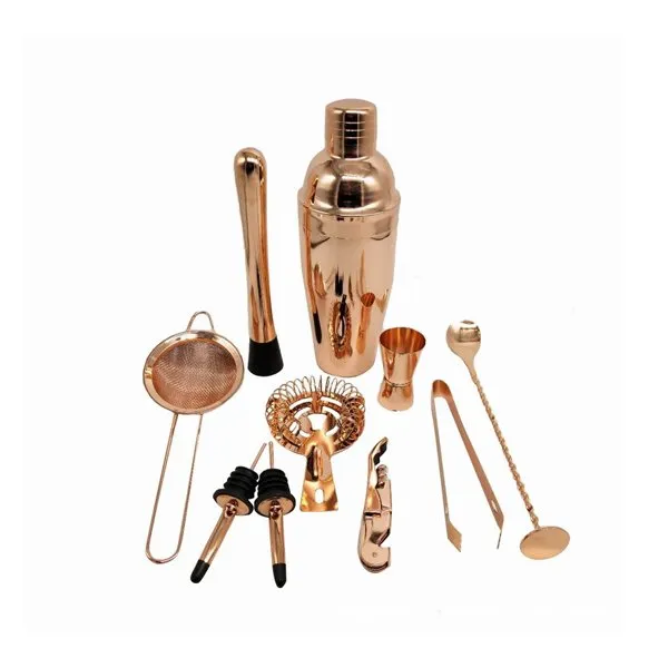 স্ট্যান্ড সহ রোজ গোল্ড ককটেল সেট